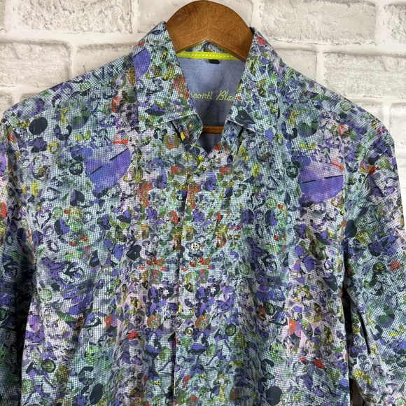 Visconti Black Multicolor Painters Floral Button Up Dress Shirt Mens MEDIUM - Picture 1 of 8